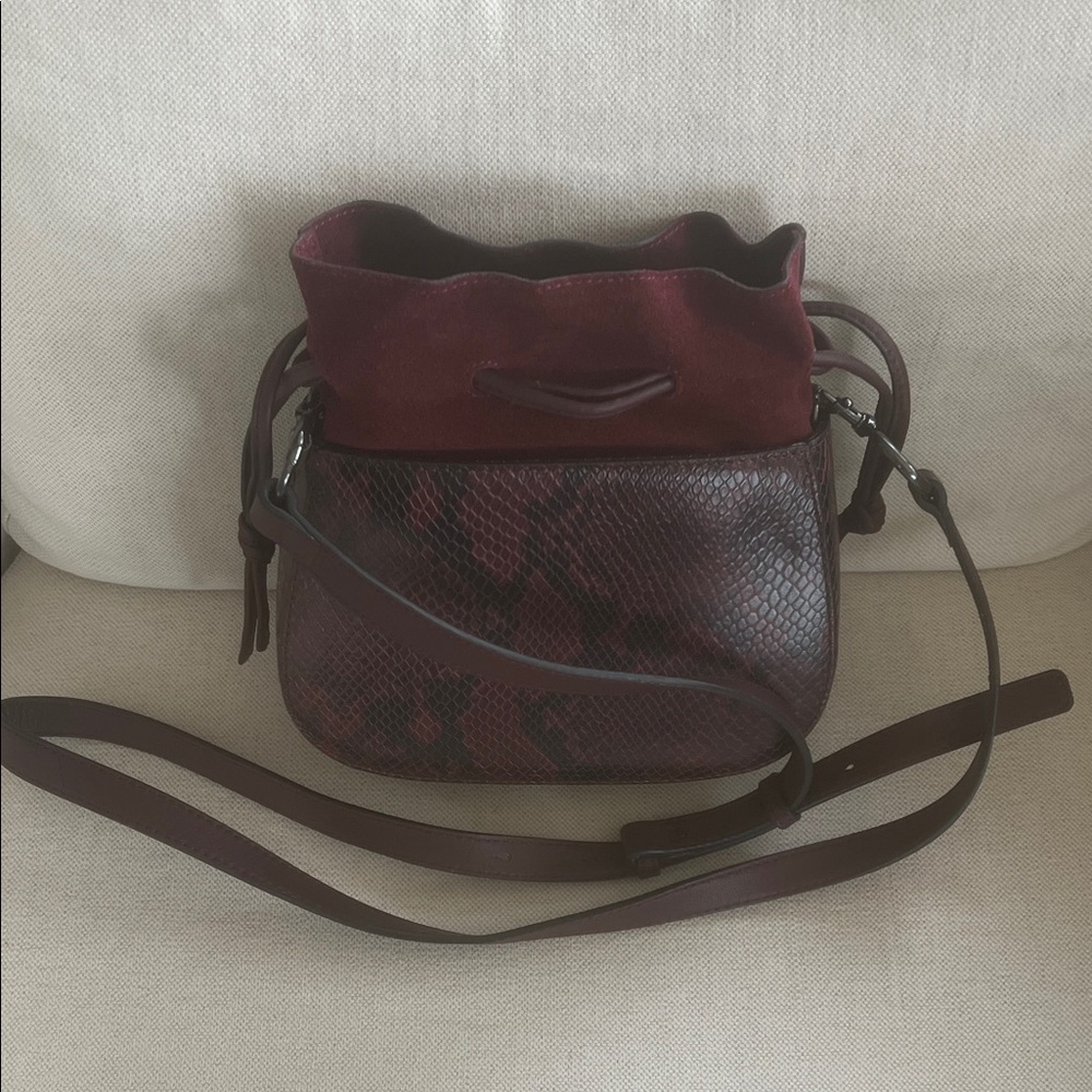 Vince Camuto Burgundy Snake Print Crossbody Bag